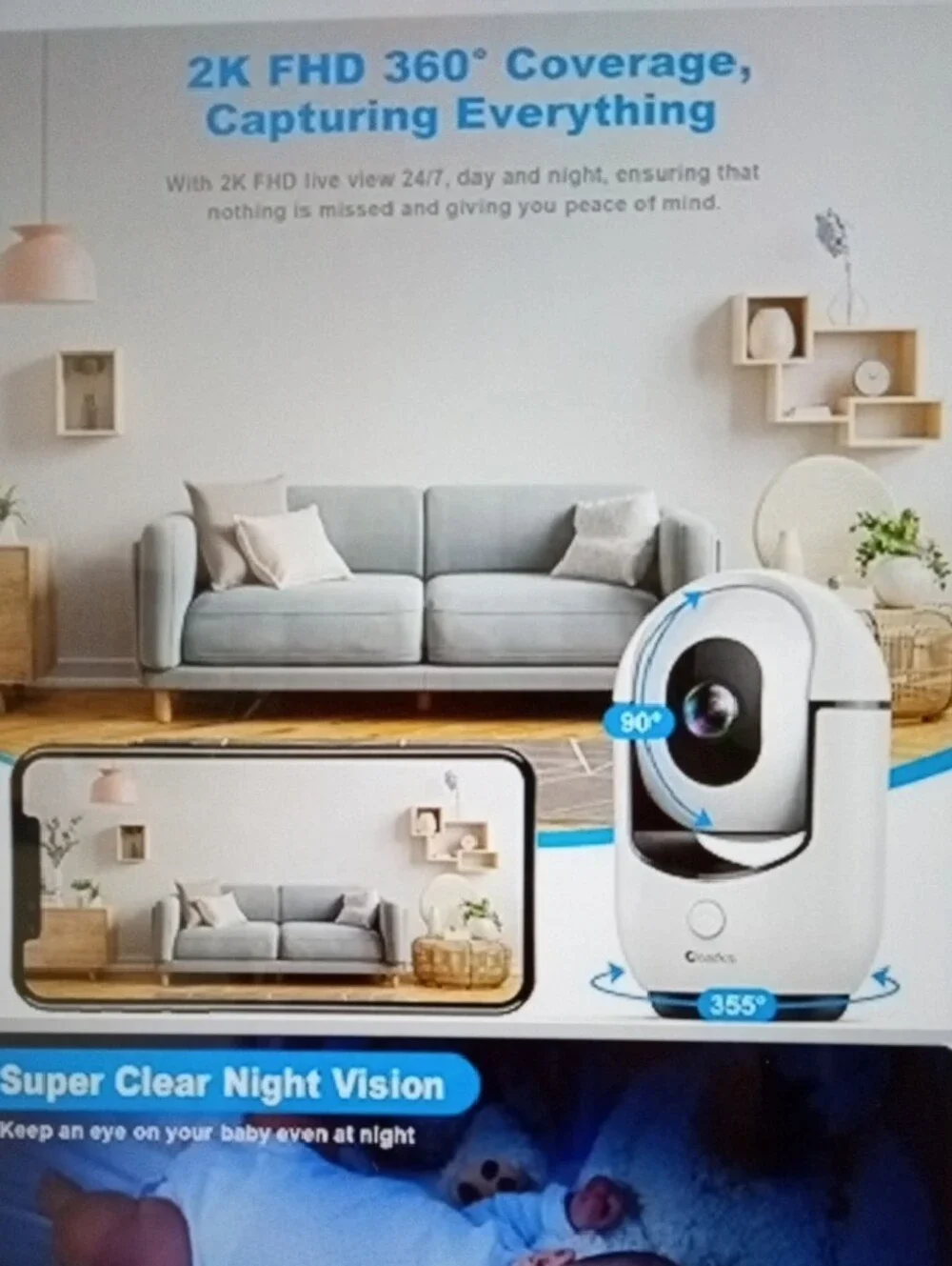 Cloarks 2K Pan/Tilt Security Cameras - White - Dual Two Pack
